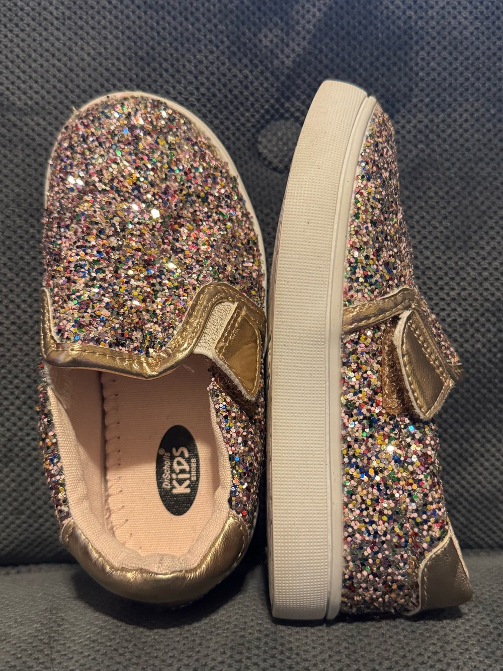 Girls' Multi-Glitter Slip-On Kids Shoes with Gold Trim